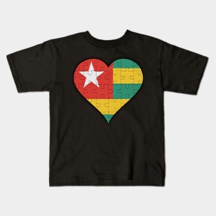 Togolese Jigsaw Puzzle Heart Design - Gift for Togolese With Togo Roots Kids T-Shirt